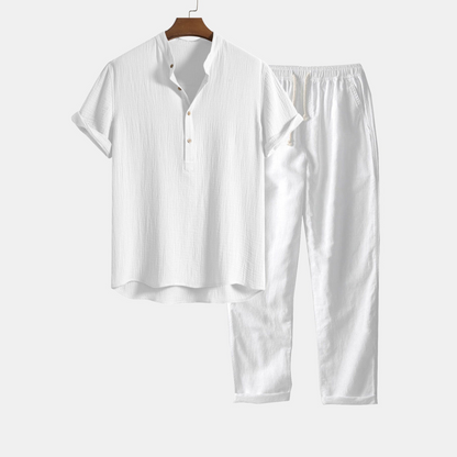 Tom Hollinger | Zerknittertes Baumwoll-Henley-Shirt