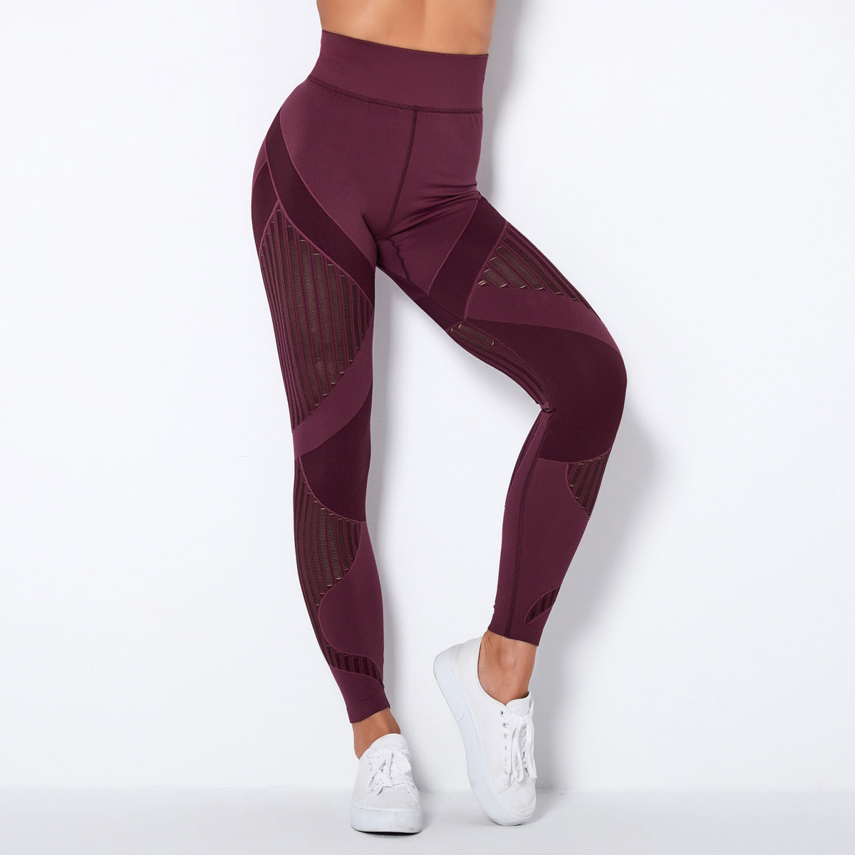 Leggings taille haute femme avec découpes géométriques