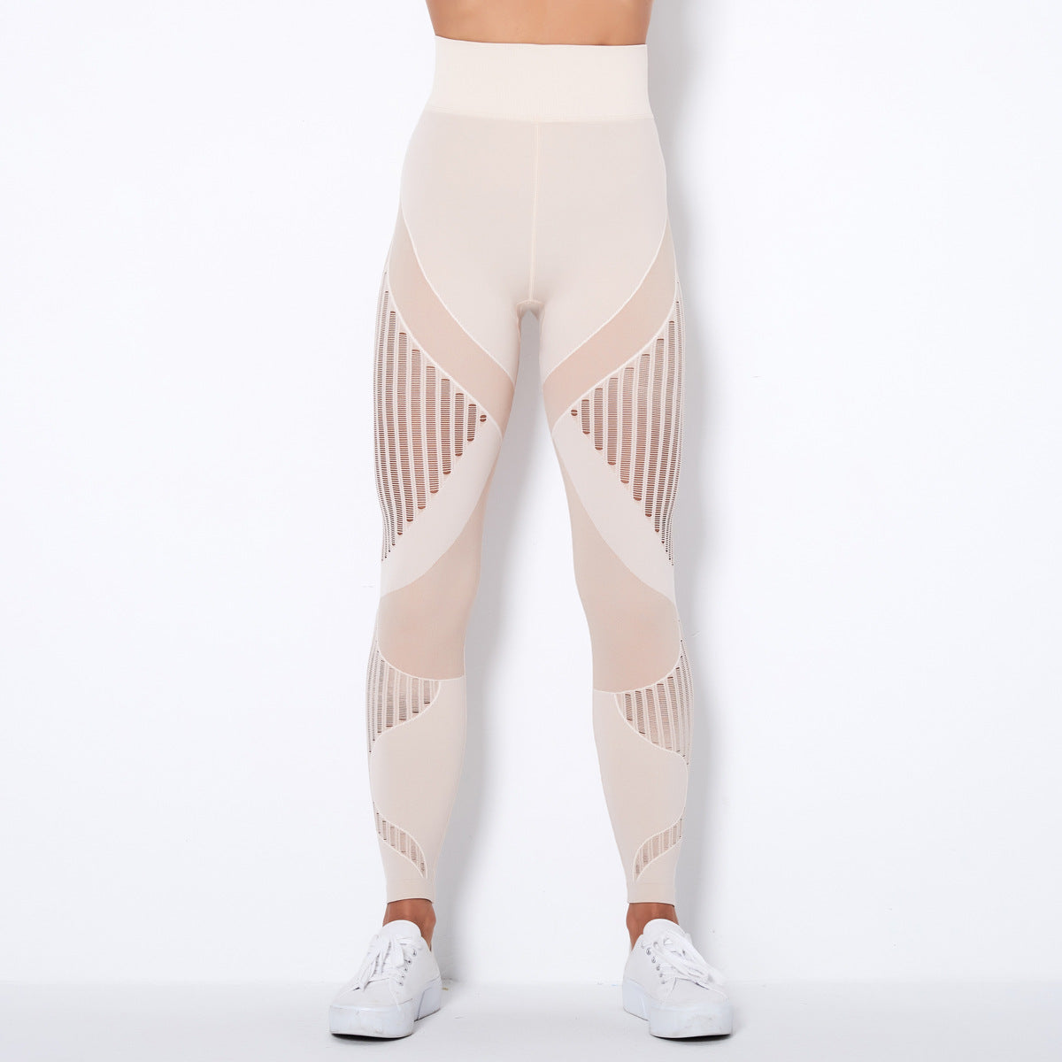 Leggings taille haute femme avec découpes géométriques