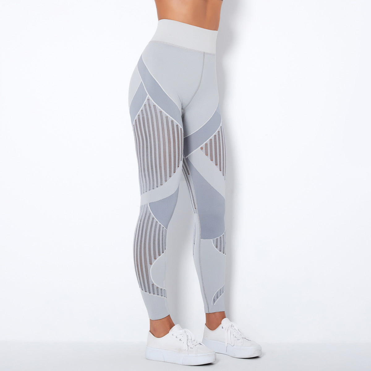 Leggings taille haute femme avec découpes géométriques