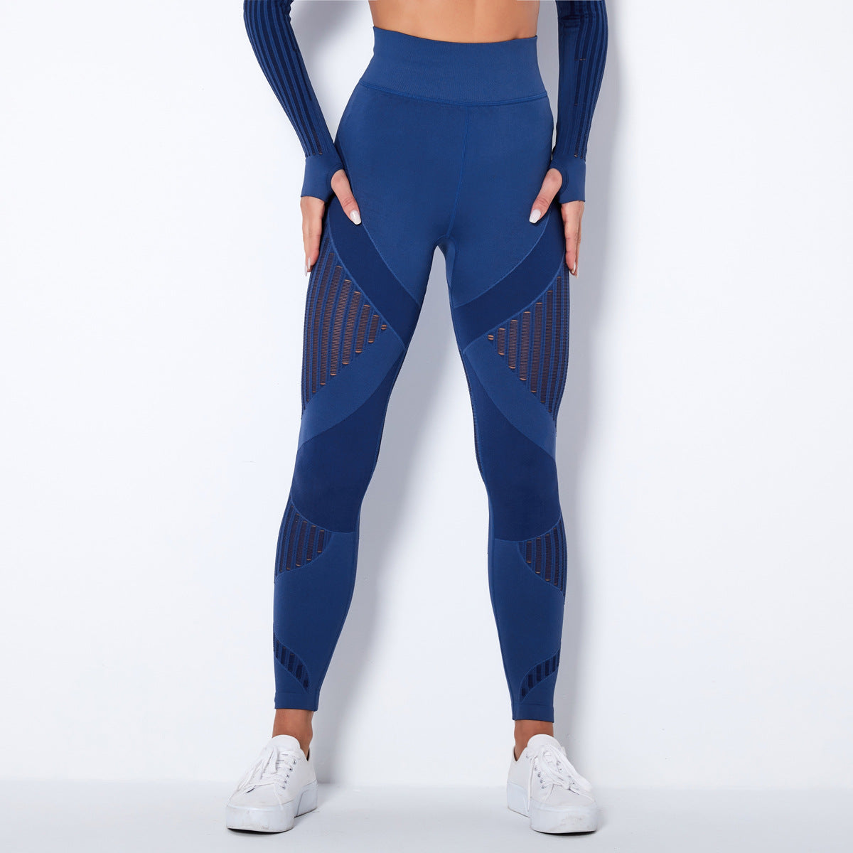 Leggings taille haute femme avec découpes géométriques