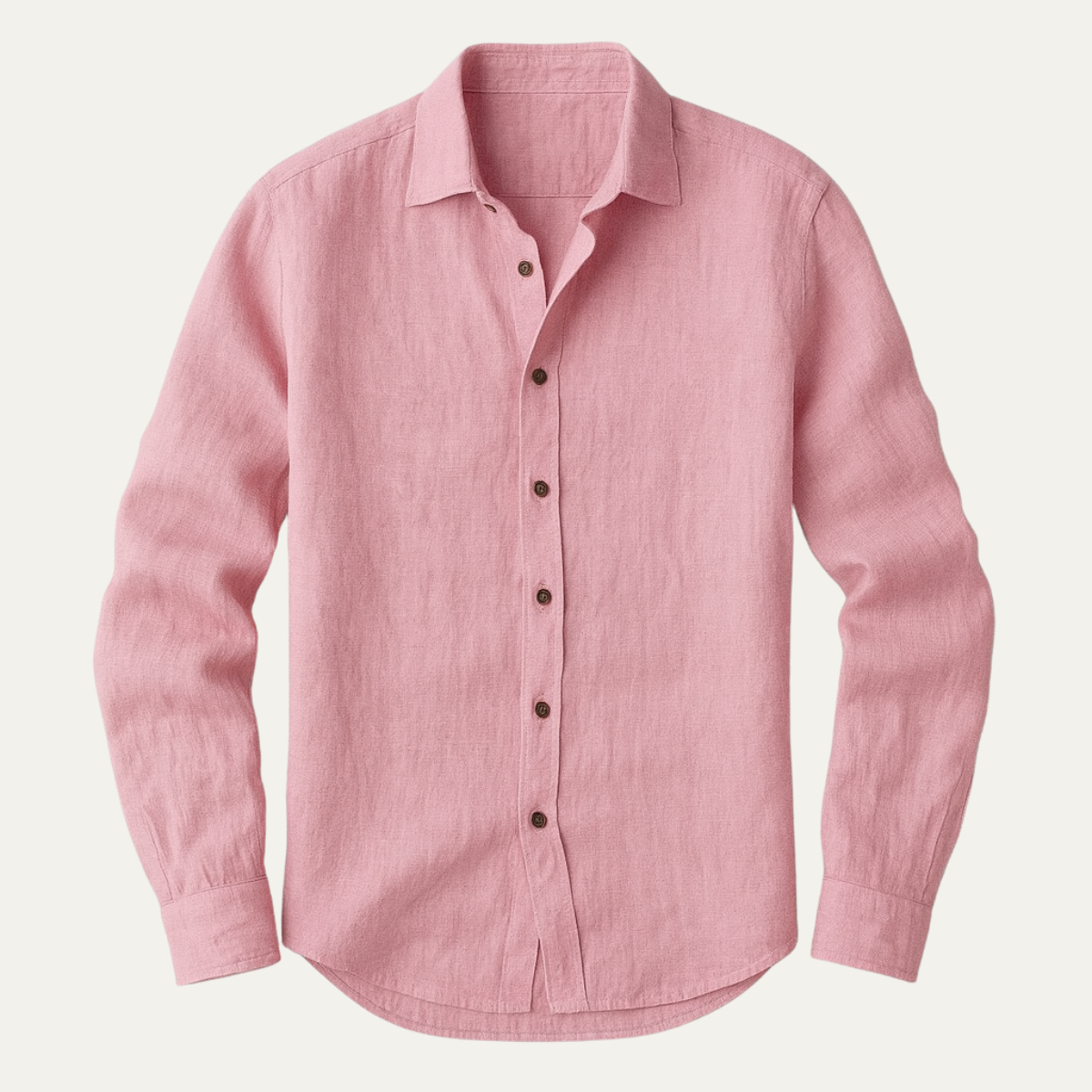 Men's Linen Long Sleeve Casual Shirt Breathable Button Down Top