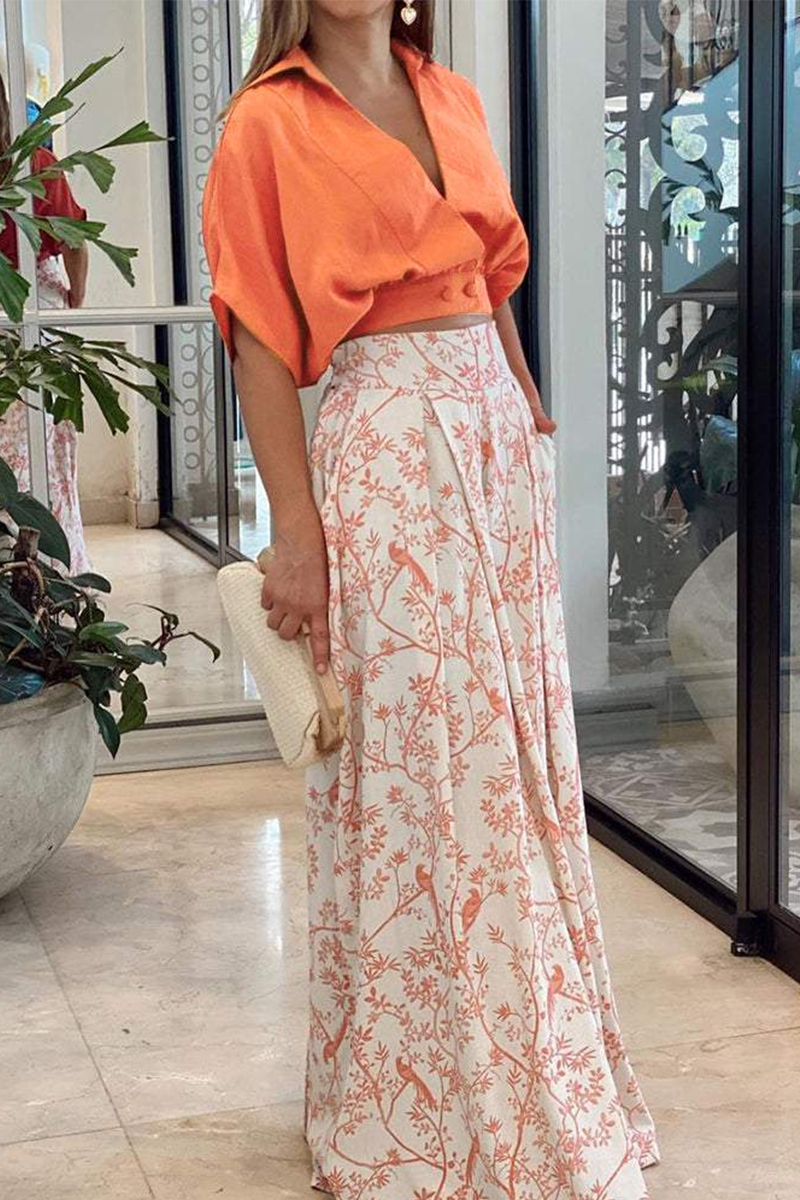 Ensemble Deux-Pièces Fleuri Femme – Haut Court Élégant et Pantalon Large