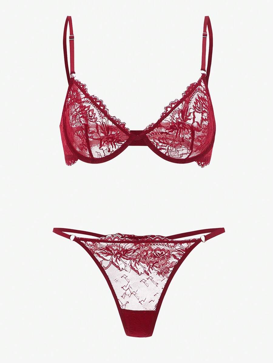 Snug Zone Conjunto de Lingerie de Sutiã com Arame e Calcinha com Renda de Cílios