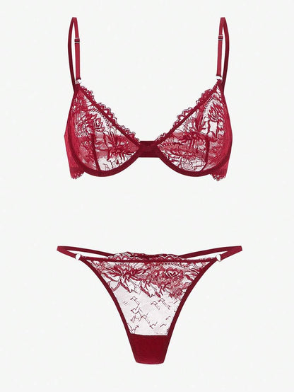 Snug Zone Conjunto de Lingerie de Sutiã com Arame e Calcinha com Renda de Cílios