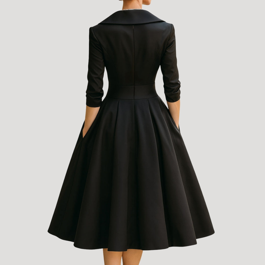 Sylvera | Dames Klassieke Wrap Midi Jurk – Elegante Lente Outfit, Kantoor- & Feestkleding