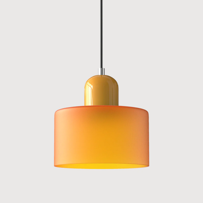 Tusa – Retro hänglampa med orange glaskupa & grön ovandel