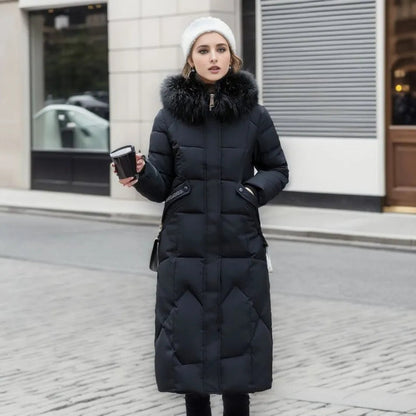 Hannah | Women Winter Quilted coat z Hood Trim