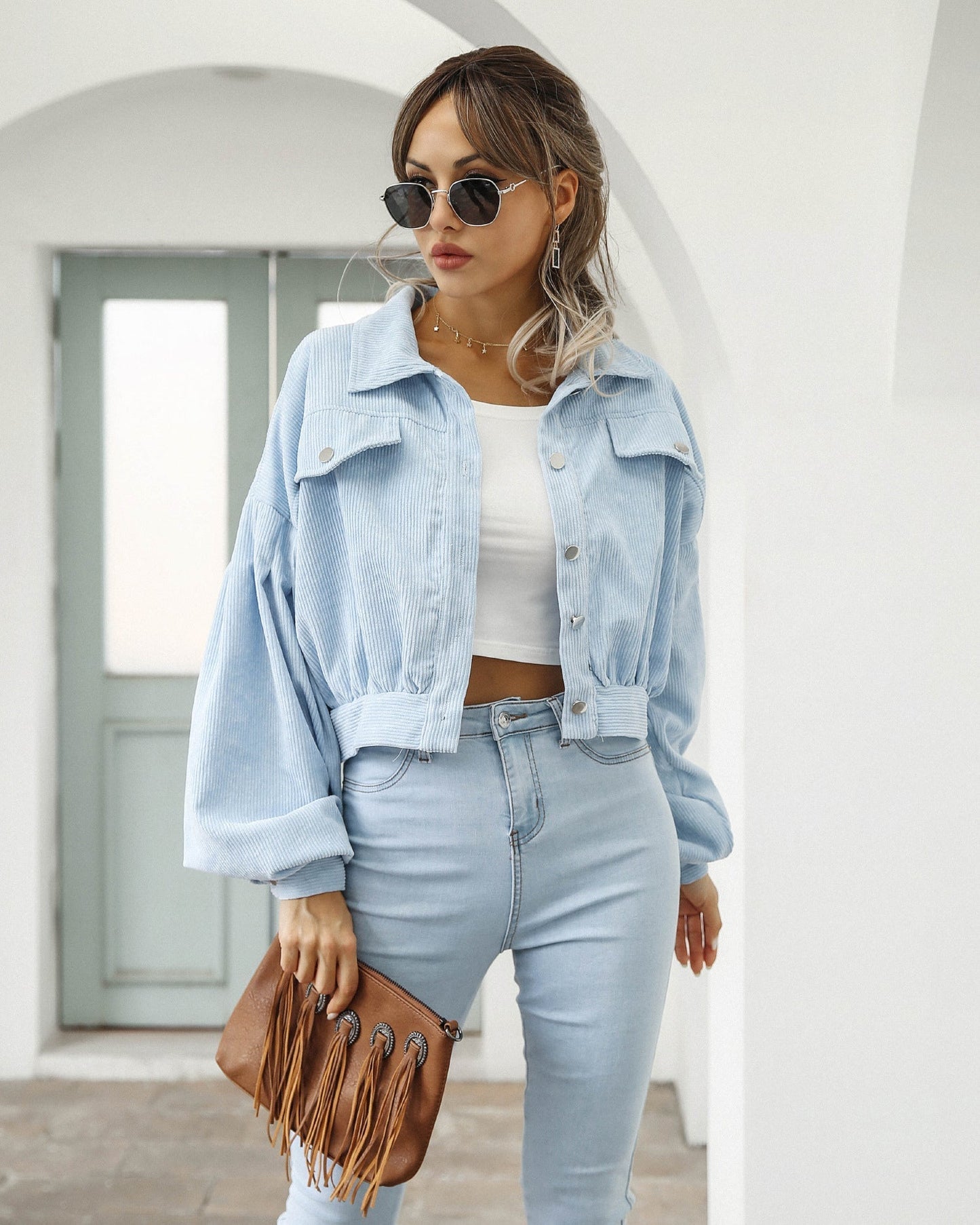 Virelda – Women Cropped Jacket With Corduroy Look