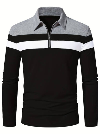 Harrison – Long-Sleeved Polo Shirt with Zipper | Men's Stylish Casual Polo Shirt