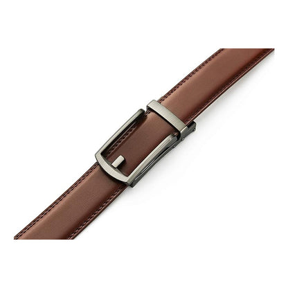 Cintura a cricchetto in pelle da uomo con chiusura a scatto – Stile casual e formale regolabile