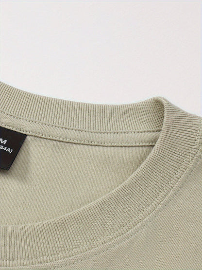 100% Cotton Printed Men's T-Shirt, Simple Comfortable Solid Color Casual Tee