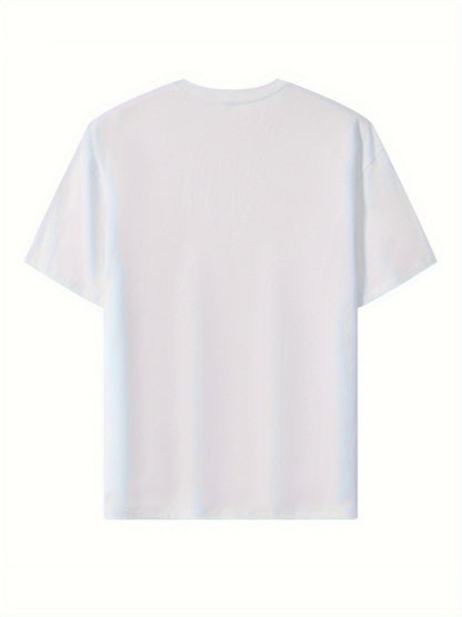 100% Cotton Printed Men's T-Shirt, Simple Comfortable Solid Color Casual Tee