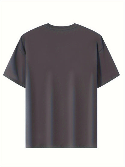 100% Cotton Printed Men's T-Shirt, Simple Comfortable Solid Color Casual Tee