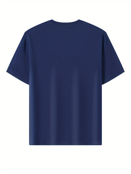 100% Cotton Printed Men's T-Shirt, Simple Comfortable Solid Color Casual Tee