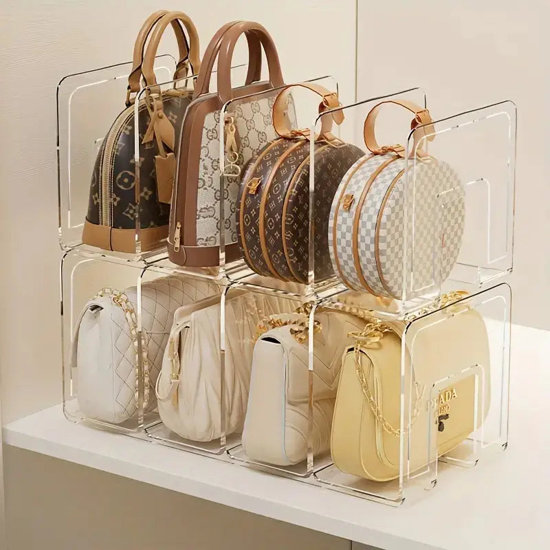 LuxeBag™ Acryl Handtas Standaards – Transparant & Stapelbaar Display