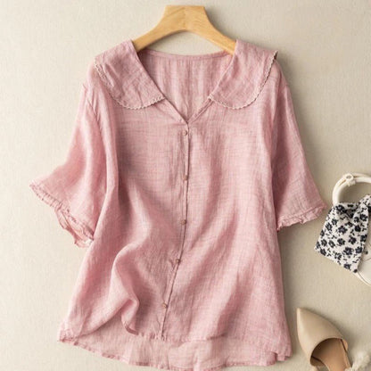 Vintage-Bluse für Damen mit zartem Kragen und luftiger Passform