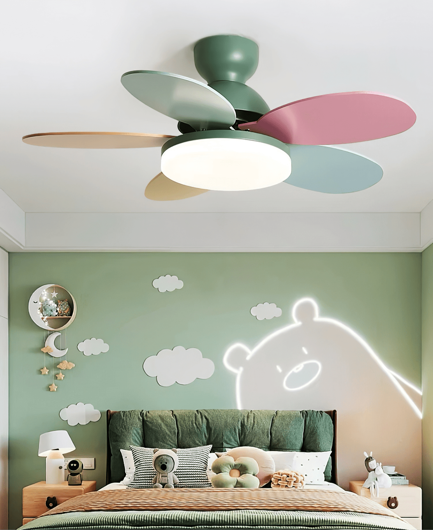 Petal-Style Ceiling Fan with LED Light