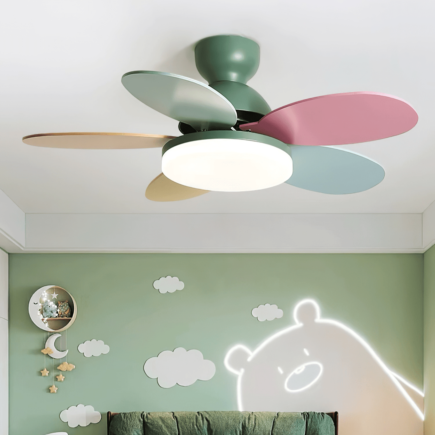 Petal-Style Ceiling Fan with LED Light