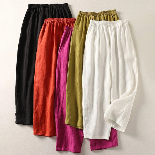 Jorella™ Pantalón fluido de algodón y lino