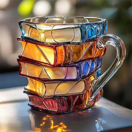 Livrélia - Handgefertigte und handbemalte 3D-Literaturkaffeetasse – Einzigartiges Geschenk für Bücherliebhaber