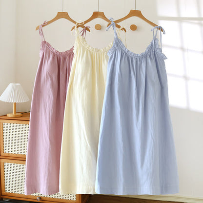 Ruffle-Trim Cotton Camisole Nightdress – Comfortable Elegant Sleepwear
