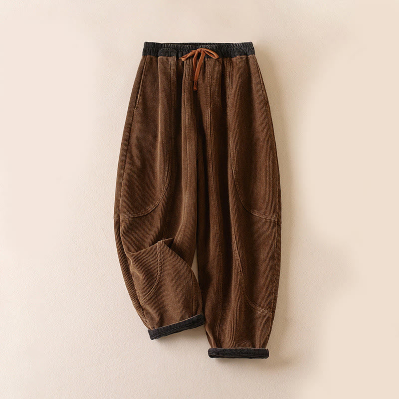 Harem-Hose für Damen mit Fleece-Futter und Taschen, lässig und bequem
