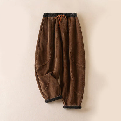 Harem-Hose für Damen mit Fleece-Futter und Taschen, lässig und bequem