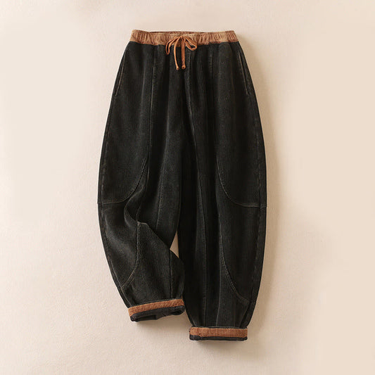 Harem-Hose für Damen mit Fleece-Futter und Taschen, lässig und bequem