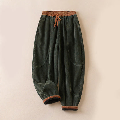 Harem-Hose für Damen mit Fleece-Futter und Taschen, lässig und bequem