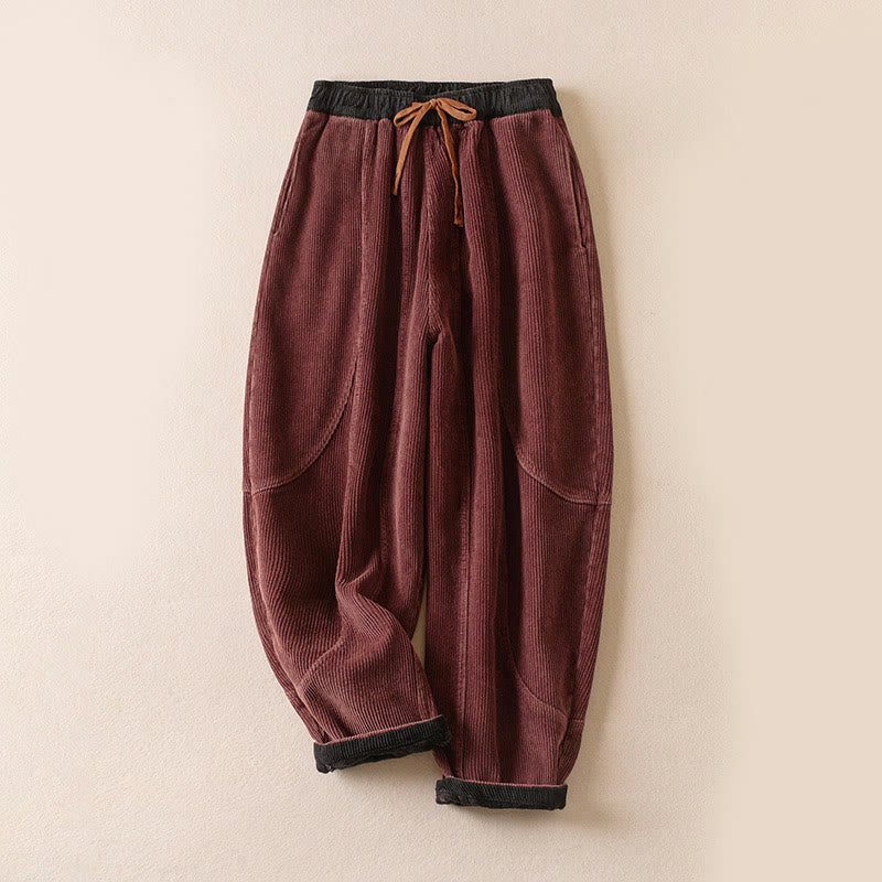 Harem-Hose für Damen mit Fleece-Futter und Taschen, lässig und bequem