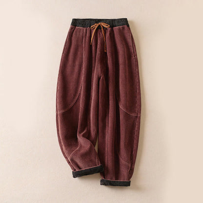 Harem-Hose für Damen mit Fleece-Futter und Taschen, lässig und bequem