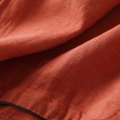 Lässige Langarm-Chemise für Damen mit Buddha- und Blumenstickereien