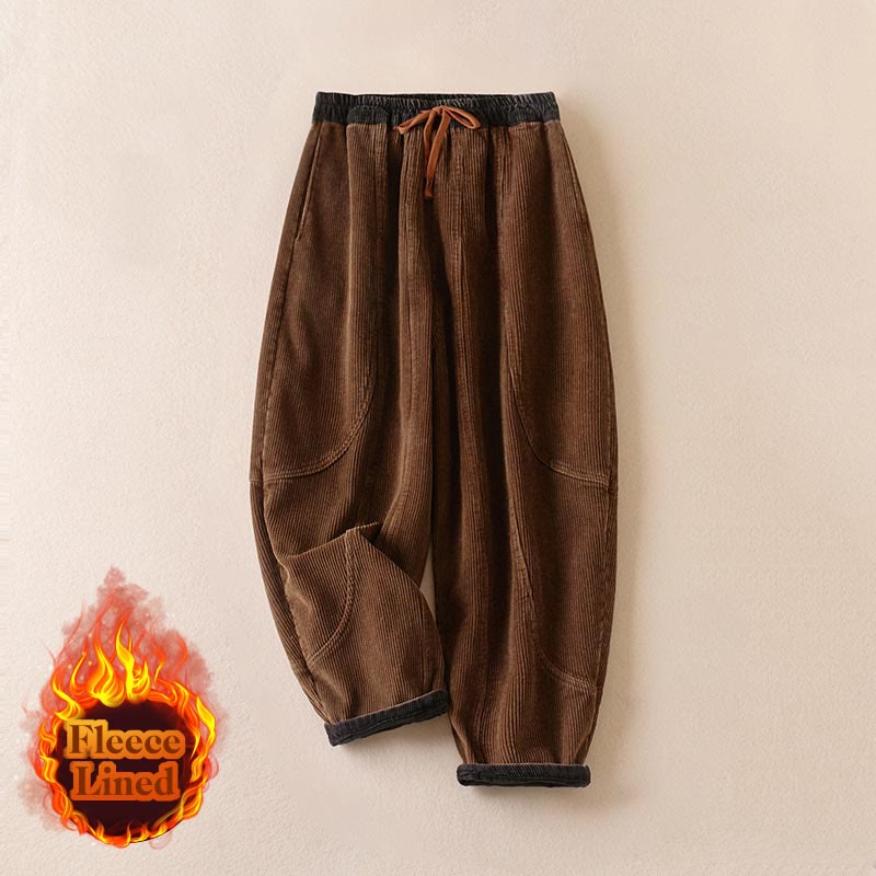 Harem-Hose für Damen mit Fleece-Futter und Taschen, lässig und bequem
