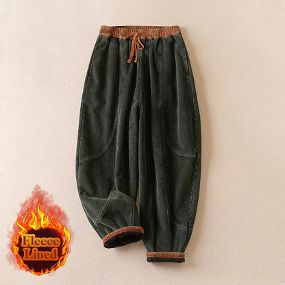 Harem-Hose für Damen mit Fleece-Futter und Taschen, lässig und bequem