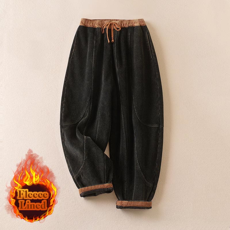 Harem-Hose für Damen mit Fleece-Futter und Taschen, lässig und bequem