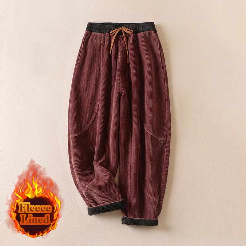 Harem-Hose für Damen mit Fleece-Futter und Taschen, lässig und bequem