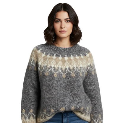 Bella Pull Oversize Femme – Pull en Maille Fair Isle Confortable pour un Style Hivernal
