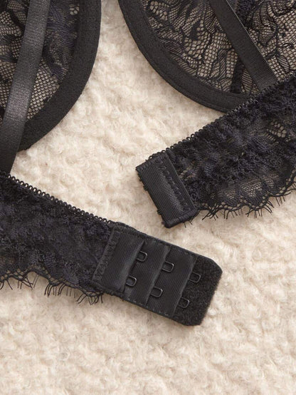 Snug Zone Conjunto de Lingerie de Sutiã com Arame e Calcinha com Renda de Cílios