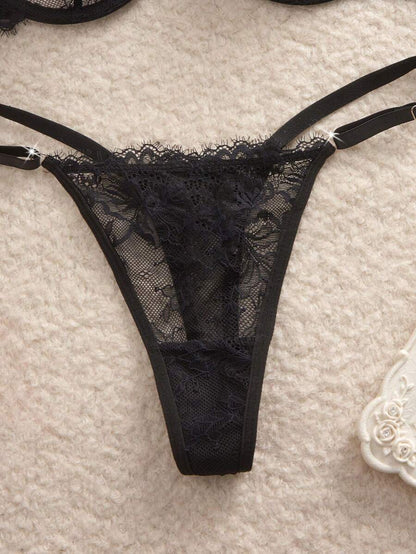 Snug Zone Conjunto de Lingerie de Sutiã com Arame e Calcinha com Renda de Cílios