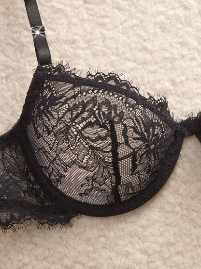 Snug Zone Conjunto de Lingerie de Sutiã com Arame e Calcinha com Renda de Cílios