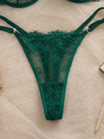 Snug Zone Conjunto de Lingerie de Sutiã com Arame e Calcinha com Renda de Cílios