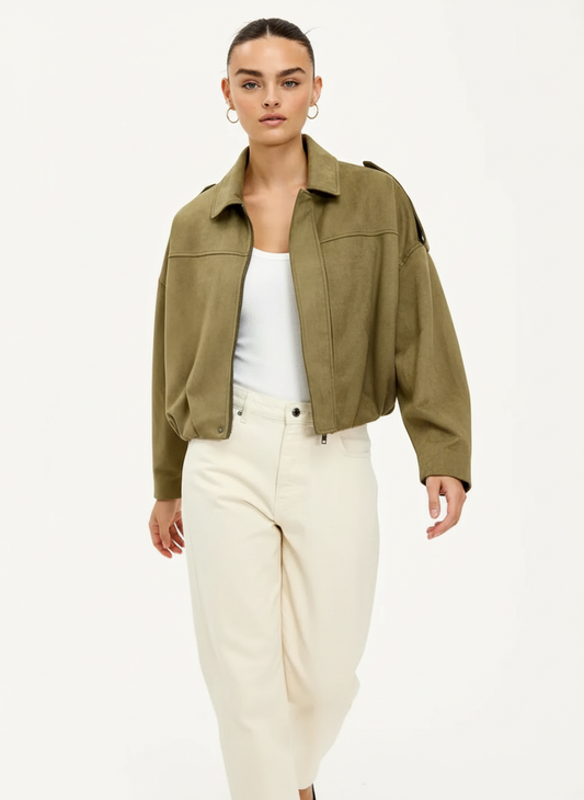 Dames Suede-look Cropped Bomberjack