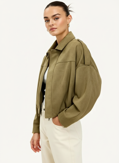 Dames Suede-look Cropped Bomberjack
