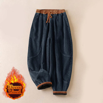 Harem-Hose für Damen mit Fleece-Futter und Taschen, lässig und bequem