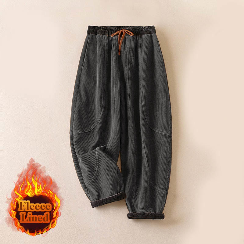Harem-Hose für Damen mit Fleece-Futter und Taschen, lässig und bequem