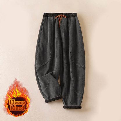 Harem-Hose für Damen mit Fleece-Futter und Taschen, lässig und bequem