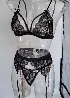 Red Lace Lingerie Set Bra Garter dames