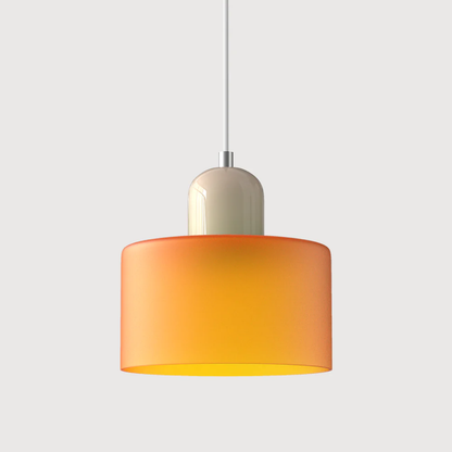 Tusa – Retro hänglampa med orange glaskupa & grön ovandel