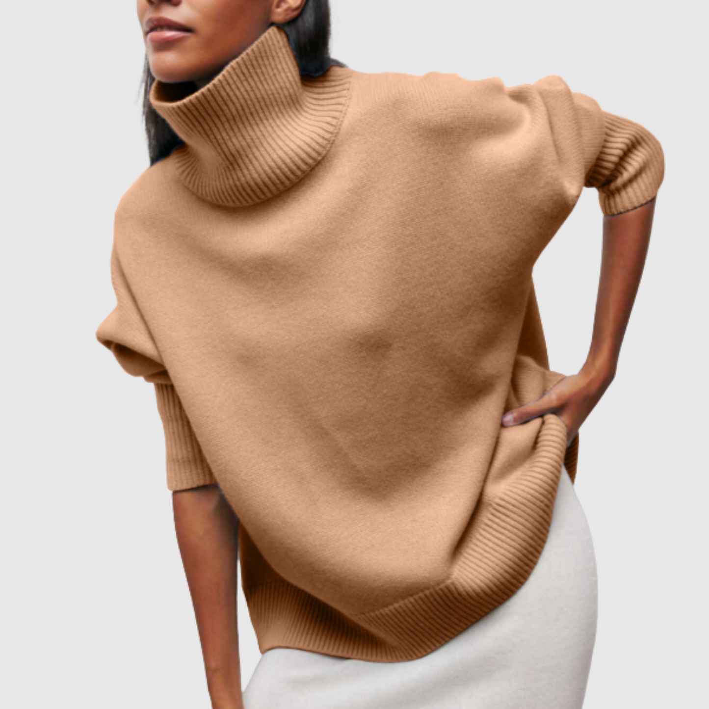 Amelia – Oversize sweter z wysokim kołnierzem